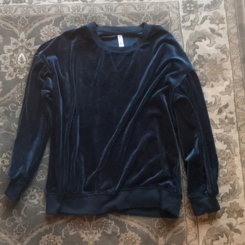 Blue Velour Sweatshirt Size Large